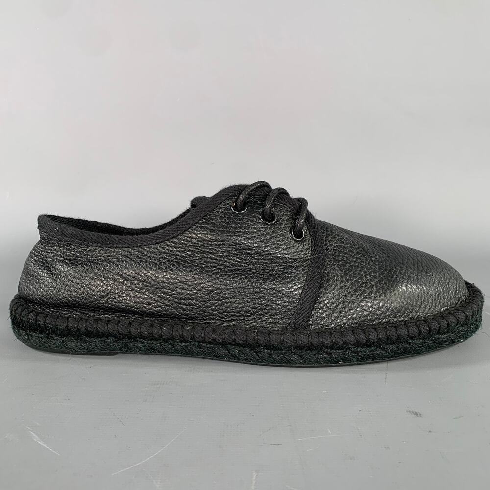 SAINT LAURENT Size 8 Black Crackled Leather Yacht Lace Up Shoes - Picture 2 of 9